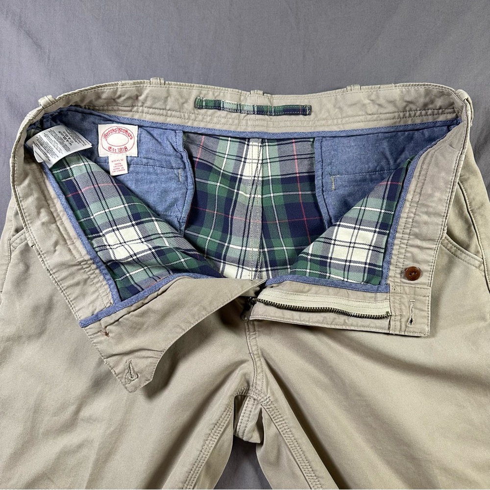 Brooks Brothers Flannel Lined Chino Pants Mens 35x27.5 Khaki